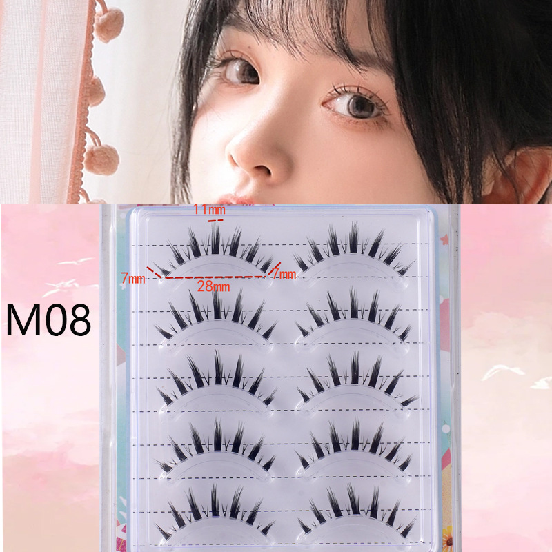 Suministro directo de fábrica transfronteriza natural larga Cruz gruesa japonés 3D afilado tallo transparente Luna doblar pestañas postizas