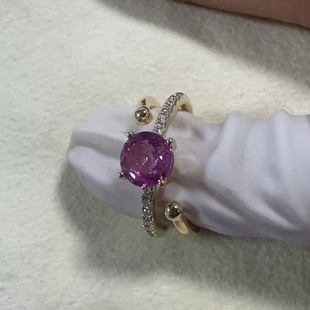 Yabin 18K Gold Natural Pink Sapphire Diamond Ring Wedding Anniversary Jewelry Fashion Ladies Planet Ring
