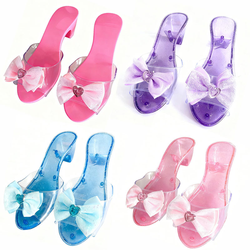 Cross-Border Children's Princess Shoes Accessories Matching Dress Crystal High Heels Girls Dress-Up Toys Christmas Gifts