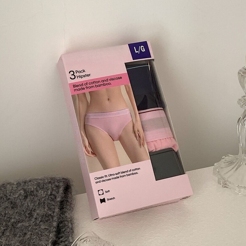 New Women's Boxed Cotton Breathable Comfortable Mid-Waist Solid Color Panties Three-Piece Set Pure Cotton Underwear