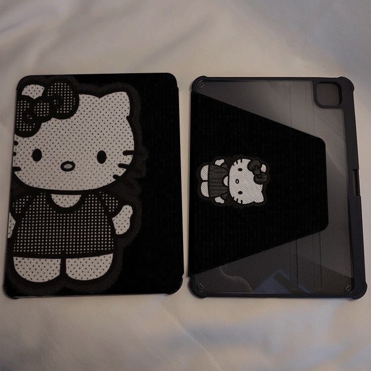 Cute Polka Dot Kt Cat Protective Case for Apple iPad Tablet Air Rotating Stand Pro Pen Slot Mini Cartoon