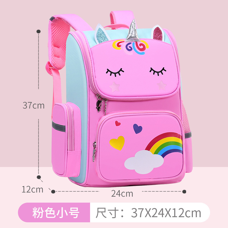 Unicornio mochila para niños y niñas en grado uno, dos y tres de gran capacidad transpirable protección de la columna vertebral mochila ligera