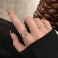Butterfly Ring for Women - Design with a niche minimalist and cool aesthetic, open and adjustable, suitable for index finger, fashionable and personalized ring.