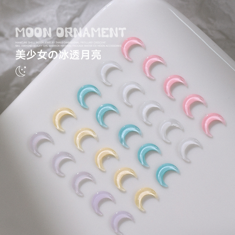 Nail Art Shell Moon Rhinestone Accessories Popular Irregular Three-Dimensional Mother-Of-Pearl Crescent Nail Rhinestones Water Ice Moon Accessories Aurora