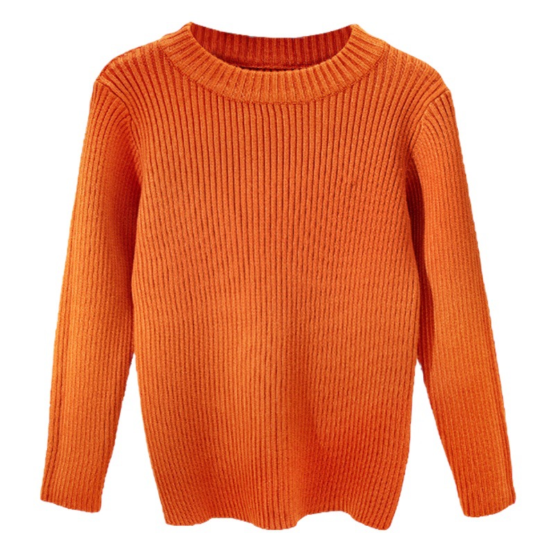 Suéteres infantiles 2025, nuevo estilo de otoño e invierno, ropa interior de punto para niños y niñas, suéter de cuello redondo versátil de color liso.