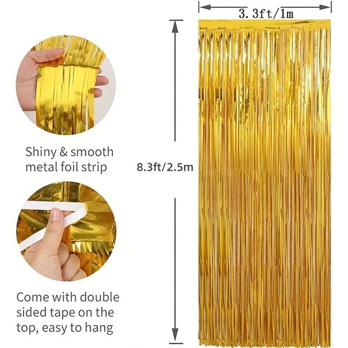 Metal Foil Tassel Backdrop – Perfect for birthday, graduation, and New Year's Eve party rain curtain decorations