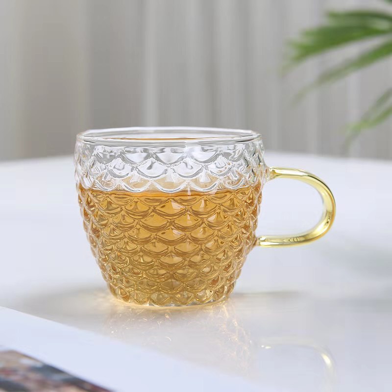 Japanese Style Hammer Pattern Thickened High Borosilicate Glass with Handle Small Tea Cup Kung Fu Tea Set Shashuo Fish Scale Small Tea Cup Japanese Style Hammer Pattern Thickened High Borosilicate Glass with Handle Small Tea Cup Kung Fu Tea Set Shashuo Fish Scale Small Tea Cup