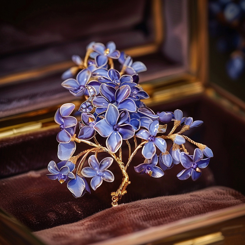 Xiliang Feizi Gaoding Series Original Design Purple Romantic Clothing Accessories Corsage Elegant Wisteria Brooch