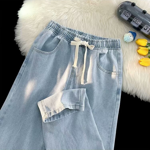 Southeast Asia live broadcast hit summer jeans mopping pants for men's American high street casual pants loose straight long pants