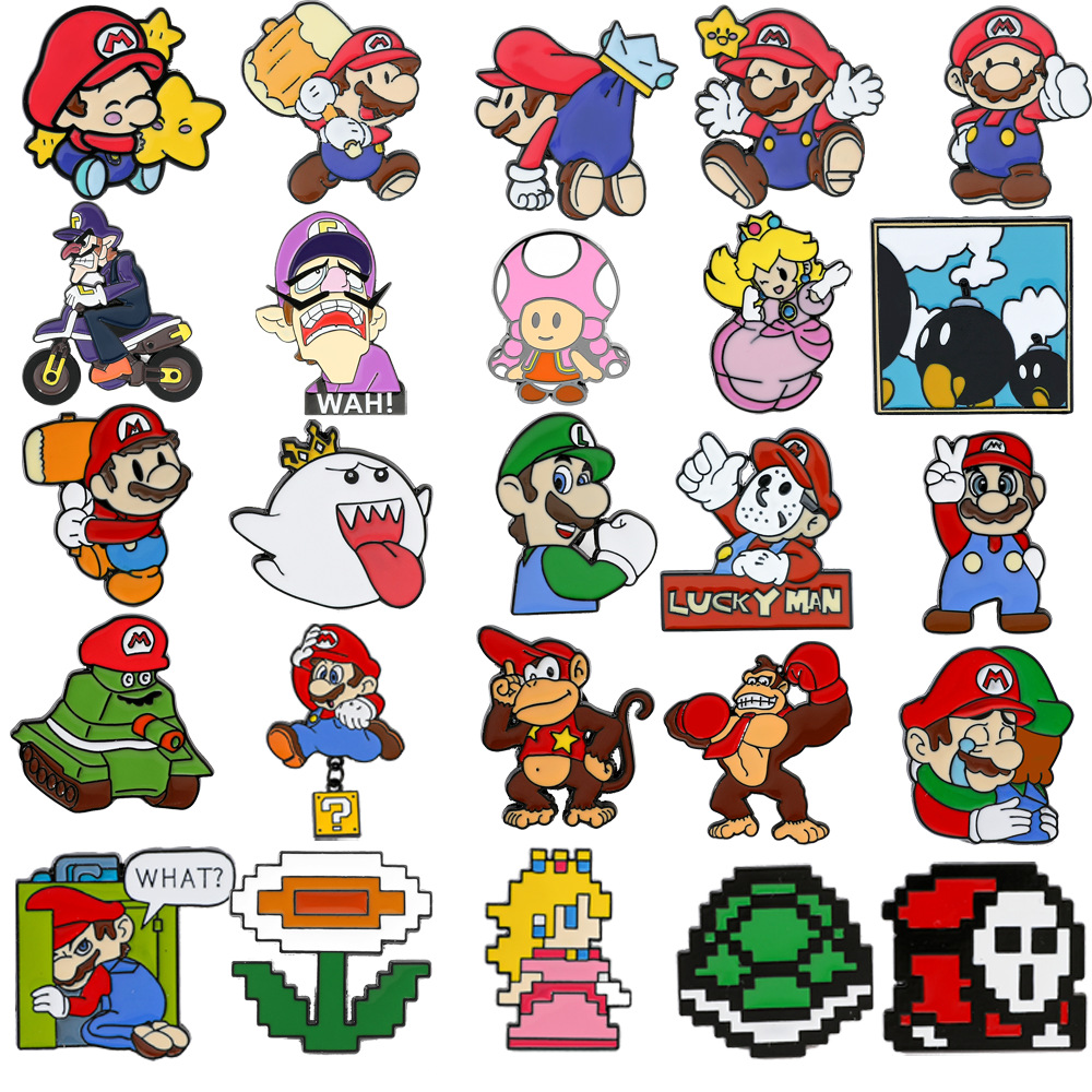 154 Mario Metal Brooches Cartoon Game Super Mario Brooches Super…