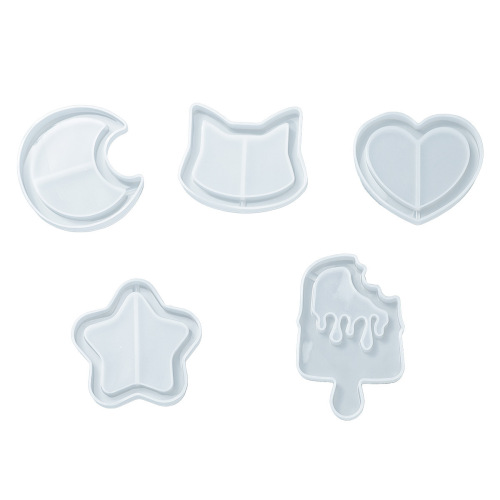 diy crystal glue quicksand jewelry pendant mold moon love ice cream cat face quicksand film sheet accessories