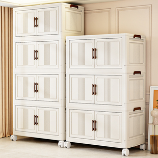 Double-Door Folding Storage Box Household Clothes Storage Cabinet Organizer Box Multi-Layer Toy Snack Storage Box