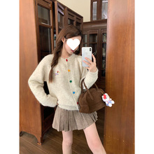 俏皮少女韩chic早秋简约腊肠狗多色彩色毛衣开衫女毛织针织衫工厂