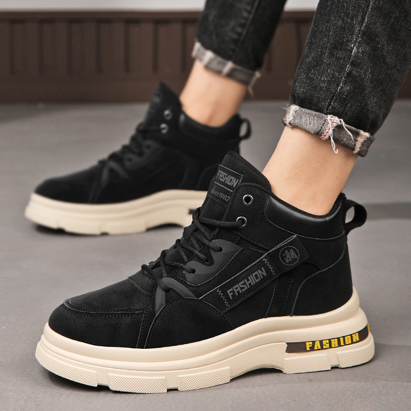 Otoño e invierno nuevos hombres de suela gruesa alta Martin botas casuales de cuero retro botas cortas ropa de trabajo en vivo botas de hombre al aire libre