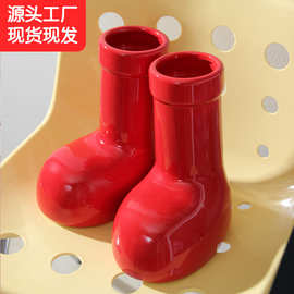 大红鞋子陶瓷花瓶高级感ins风高颜值红色插花瓶简约摆件新年礼物