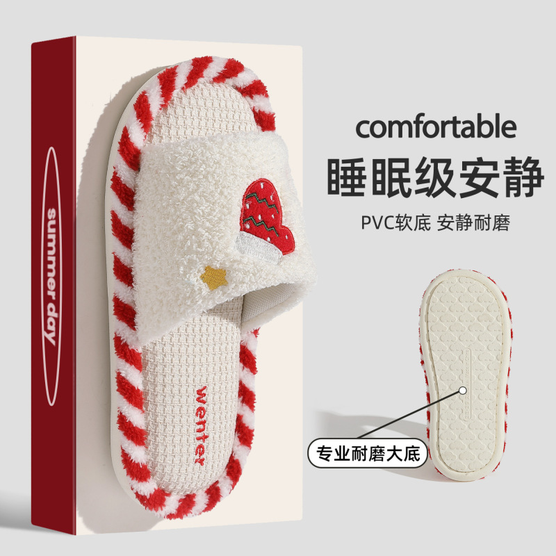 可爱企鹅棉拖鞋女秋冬季家居室内防滑软底家用毛绒地板拖女士批发|undefined