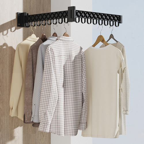 Balcony invisible wall-mounted clothes rack without drilling, home invisible hanging clothes bar for outdoor folding clothes