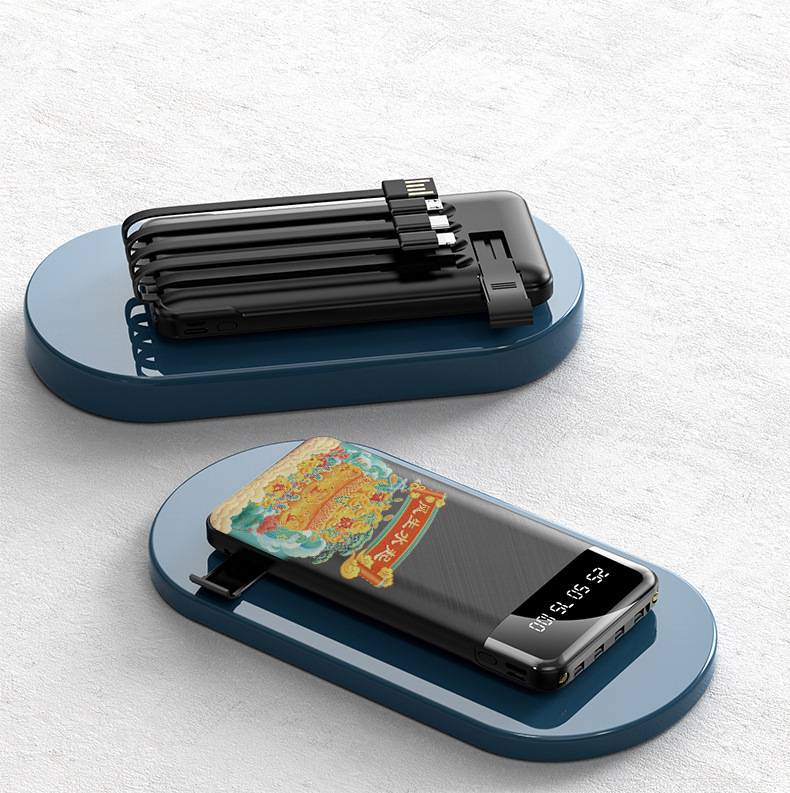 Çapraz Sınır Toptan Dahili Kablolu Şarj Bankası 20000mAh Büyük Kapasiteli Taşınabilir Powerbank Hediye LOGO Özelleştirmesi