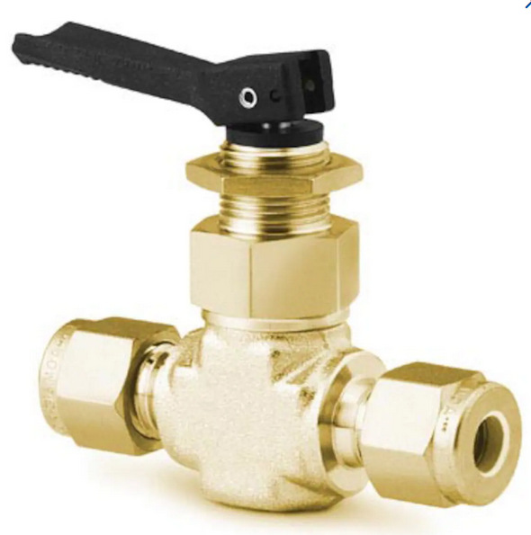 美国世伟洛克B-1GS4黄铜拨动开关阀，1/4 in. 世伟洛克卡套管接头