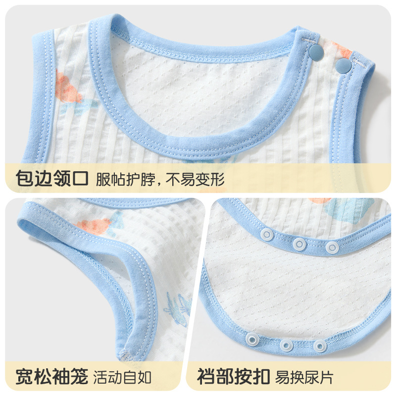 Ropa de verano para bebé recién nacido, unisex, pijama fino y transpirable, mono triangular, conjunto de verano para bebé image 4