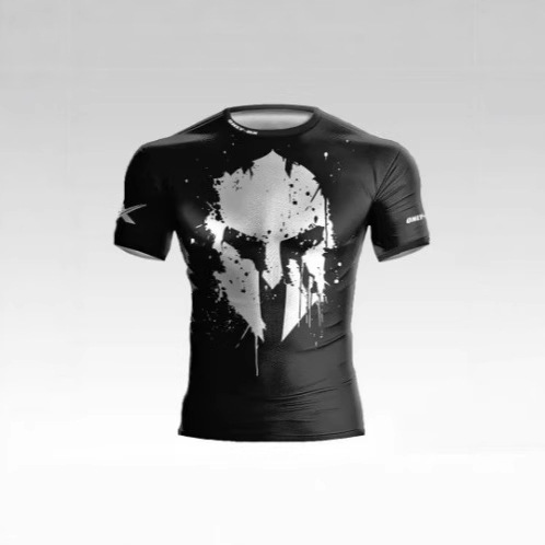 3D Printed Warrior Helmet Workout T-Shirt Funny Sports Shirt High-Quality Milk Fiber Men's Short Sleeve Muscle