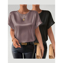 S 70151 Satin Crew T-shirt ɫ��Բ��ŮT��