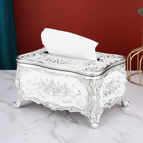 European-style tissue box for home living room, creative lightweight luxury tissue box, napkin box for restaurant, hotel, KTV decoration