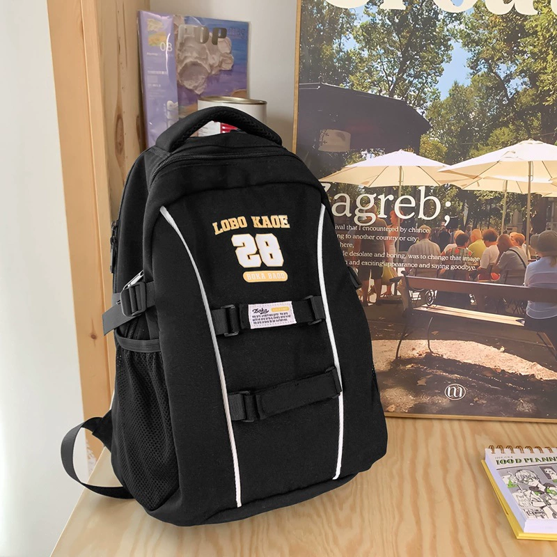 Capacious backpack, retro trend shoulder bag, for students, 2023 collection, American style
