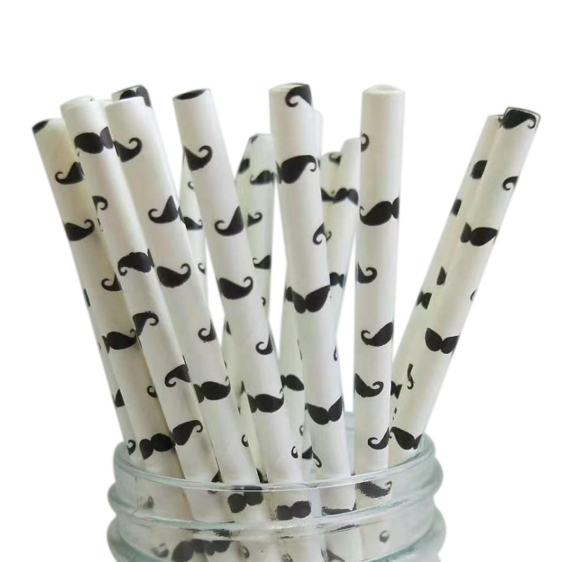 Desechables biodegradables paja de papel Kraft Estilo Hawaiano serie postre tabla decorativa jugo bebida paja de papel