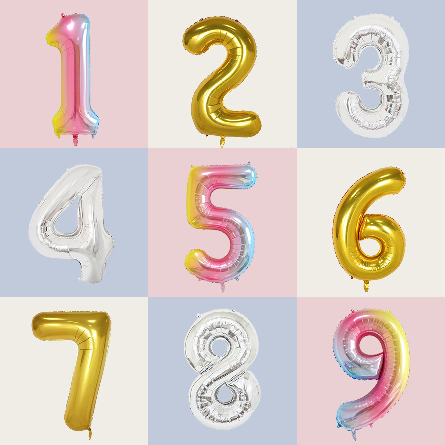 Globos de números en papel de aluminio oro para cumpleaños_voghion.com