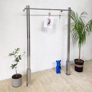 Clothing Store Display Rack Wall-Mounted Floor-Standing Stainless Steel Clothes Rack Display Rack Clothing Shelf Column Hanging Clothes Rack