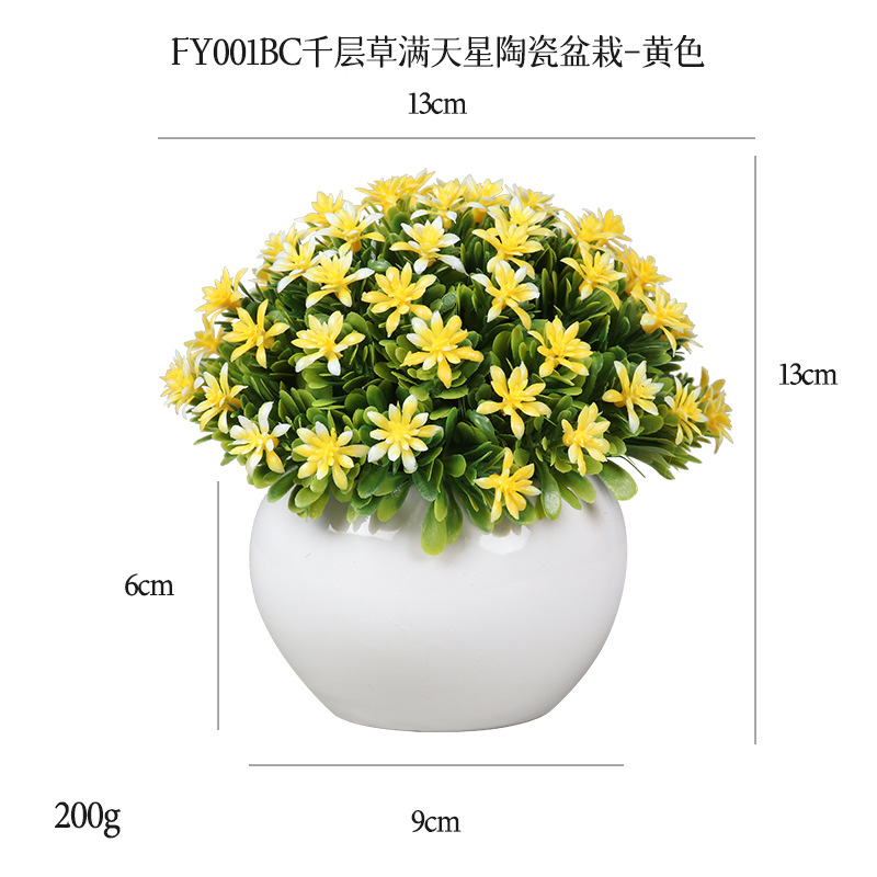 Planta Artificial de Bola Verde en Maceta de Cerámica y Plástico Decorativa para Escritorio