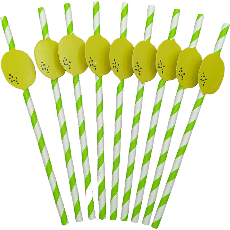Papel de fiesta transfronteriza paja desechable degradable para bebidas de postre paja de fruta