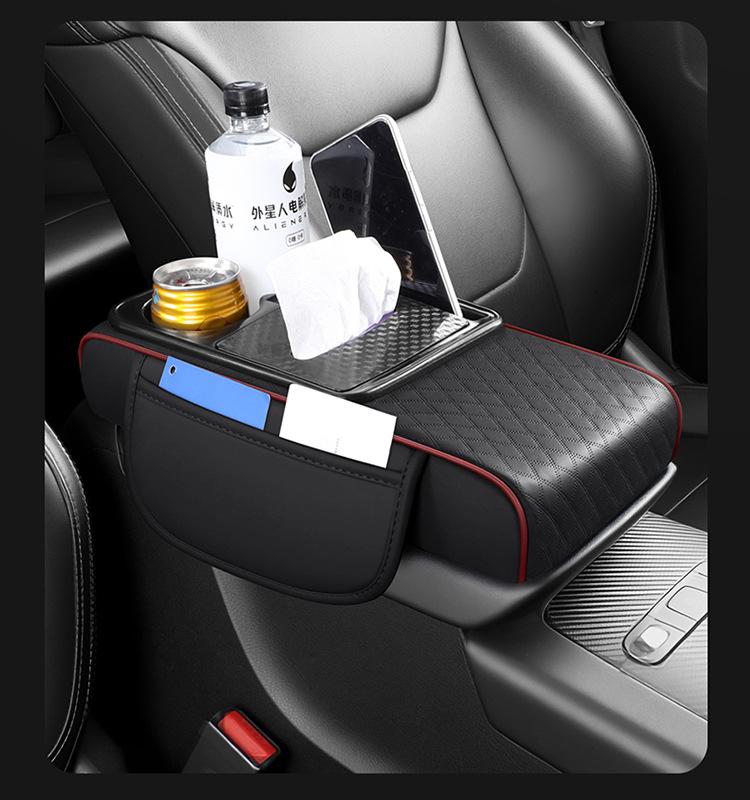 Cross-Border Foreign Trade Car Armrest Box Pad, Universal Car Tissue Box Heightening Pad, Full Leather Pad, Storage Universal Model