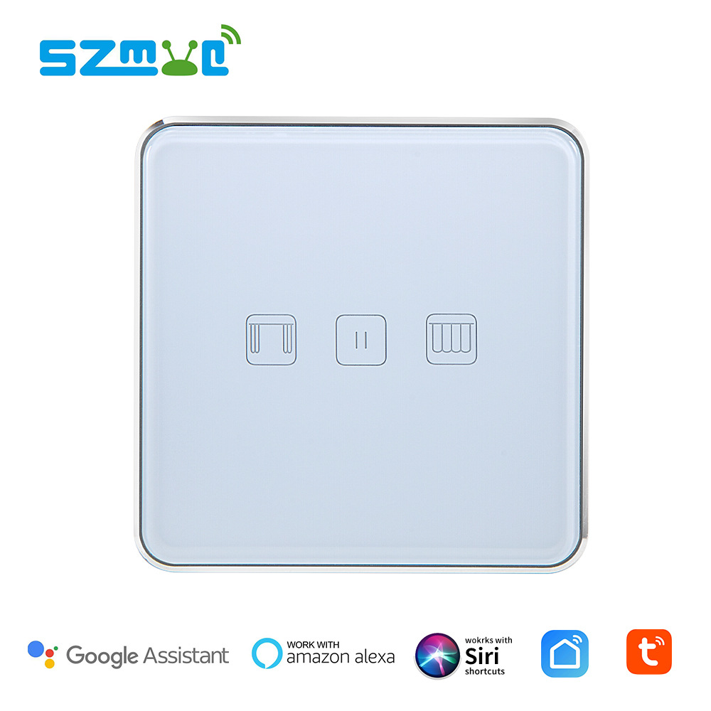 钢化玻璃铝合金边框欧规tuya智能涂鸦ZigBee窗帘开关