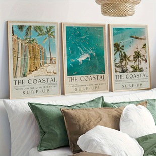 Italian Summer Leisure Vacation Seaside Beach Living Room Bedroom Canvas Decorative Painting Core Poster Frameless Hanging Painting