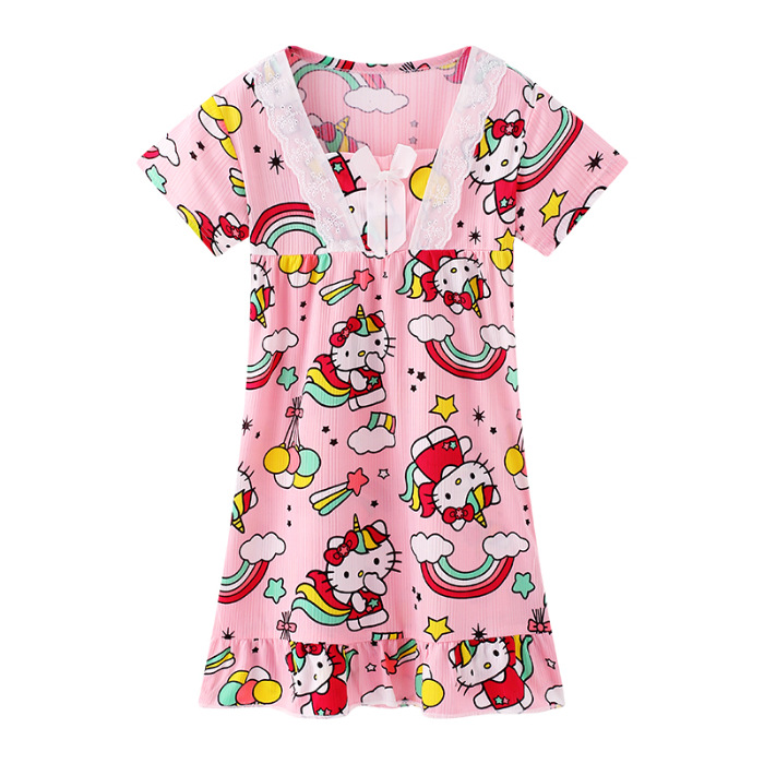 Pijama infantil princesa viento de verano nuevo pijama de niña manga corta Melody vestido de dibujos animados ropa para el hogar