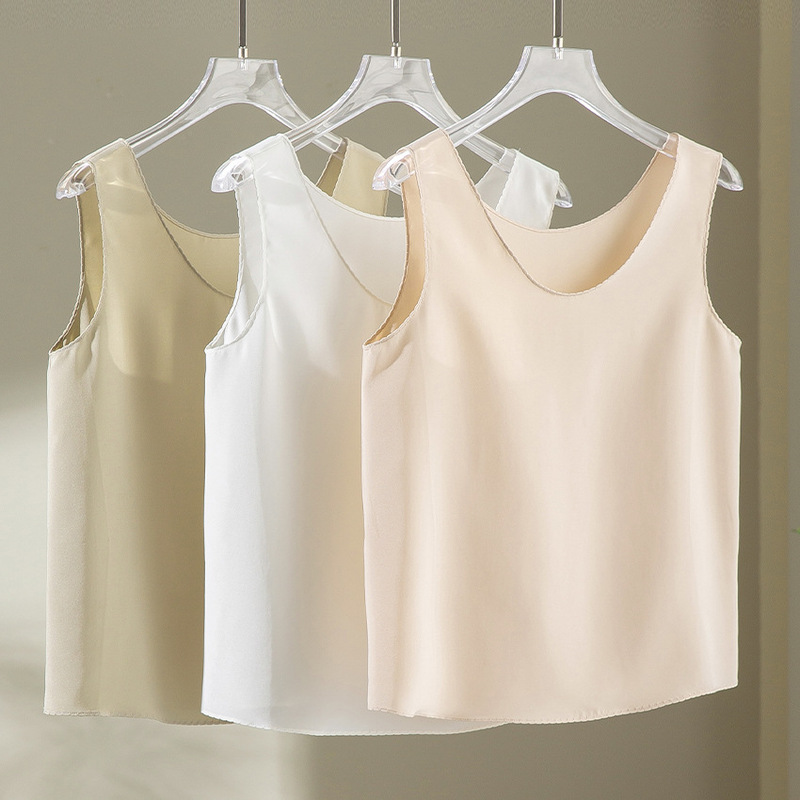 30mm Stretch Heavy Crepe Silk Tank Top for Women, Summer Outerwear, Round Neck, High-End Feel, Mulberry Silk Camisole, Loose Fit, New 30mm Stretch Heavy Crepe Silk Tank Top for Women, Summer Outerwear, Round Neck, High-End Feel, Mulberry Silk Camisole, Loose Fit, New