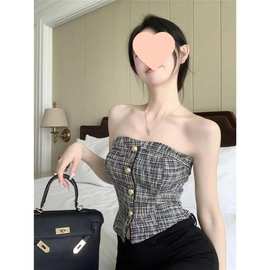 小香风气质抹胸背心女夏季新款时尚洋气名媛修身显瘦短款上衣潮