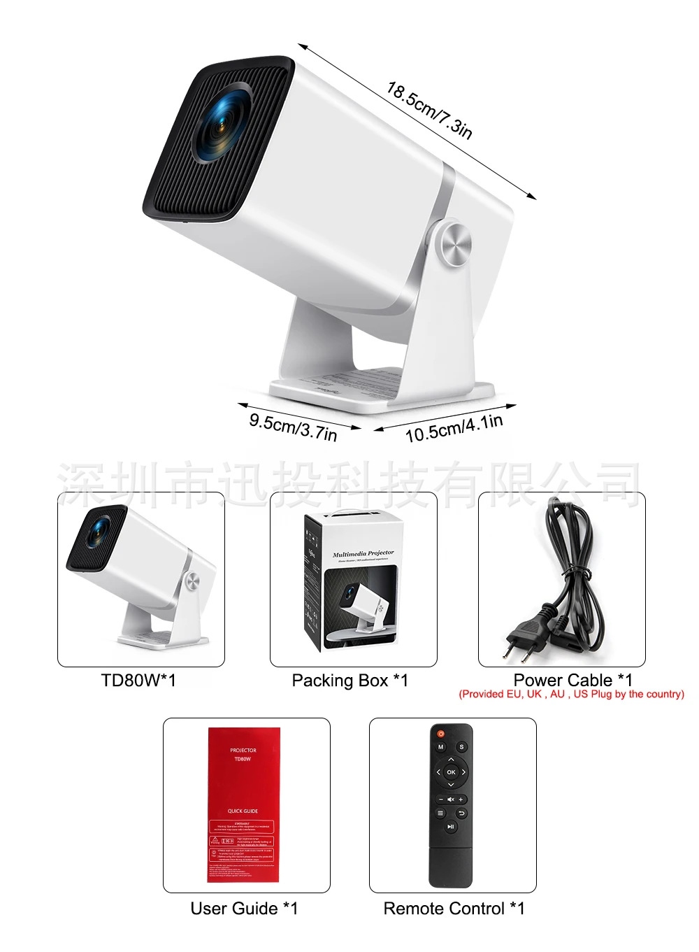 4K Full HD Projektor FHD TD80W Android WiFi 3D Heimkino tragbarer Strahlenprojektor