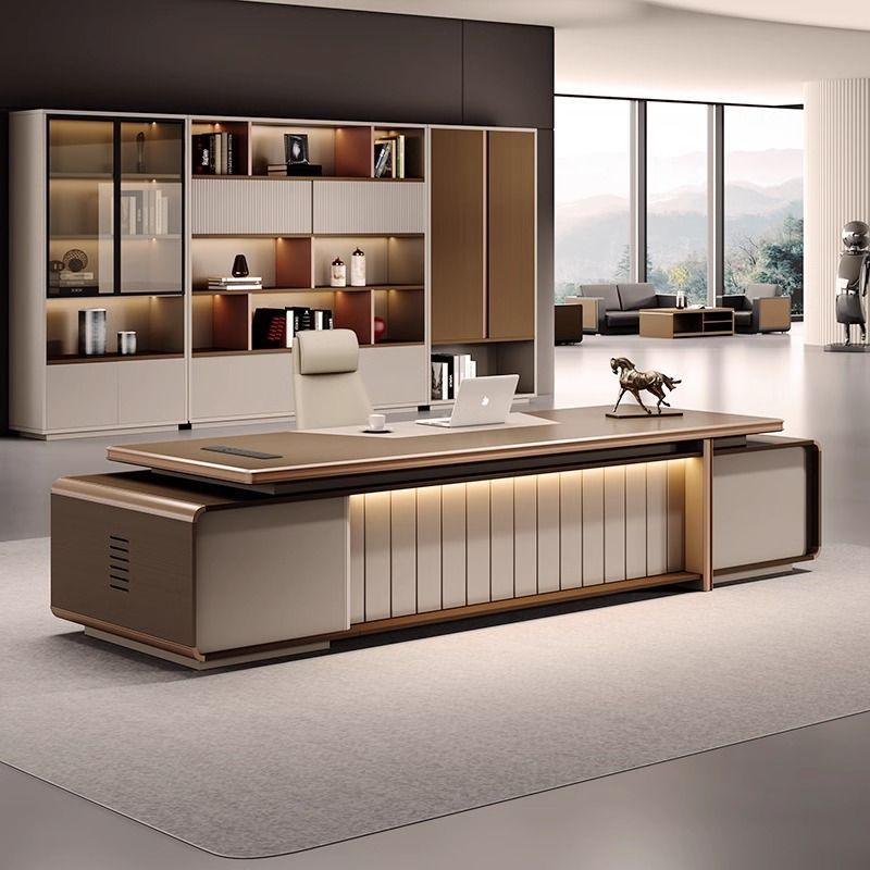 Escritorio de oficina, escritorio de jefe, escritorio pintado, oficina de gerente moderna y sencilla de alta gama, escritorio de presidente, oficina moderna
