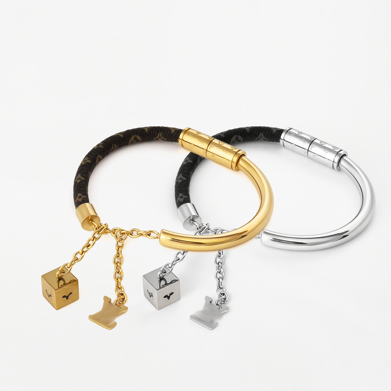 European and American Cross-Border Donkey Home Presbyopic Leather Titanium Steel Bracelet Non-Fading Jewelry Bracelet Bracelet Jewelry Accessories 2