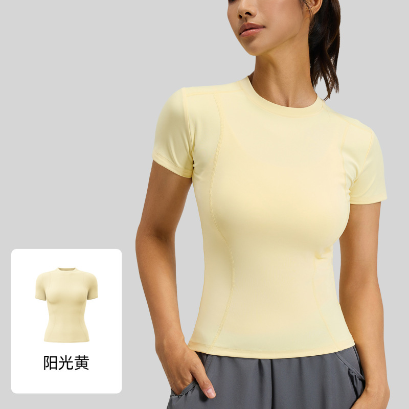 春夏修身運動半袖tシャツヨガ服上着女性フィットネスガードルランニングヨガ半袖|undefined