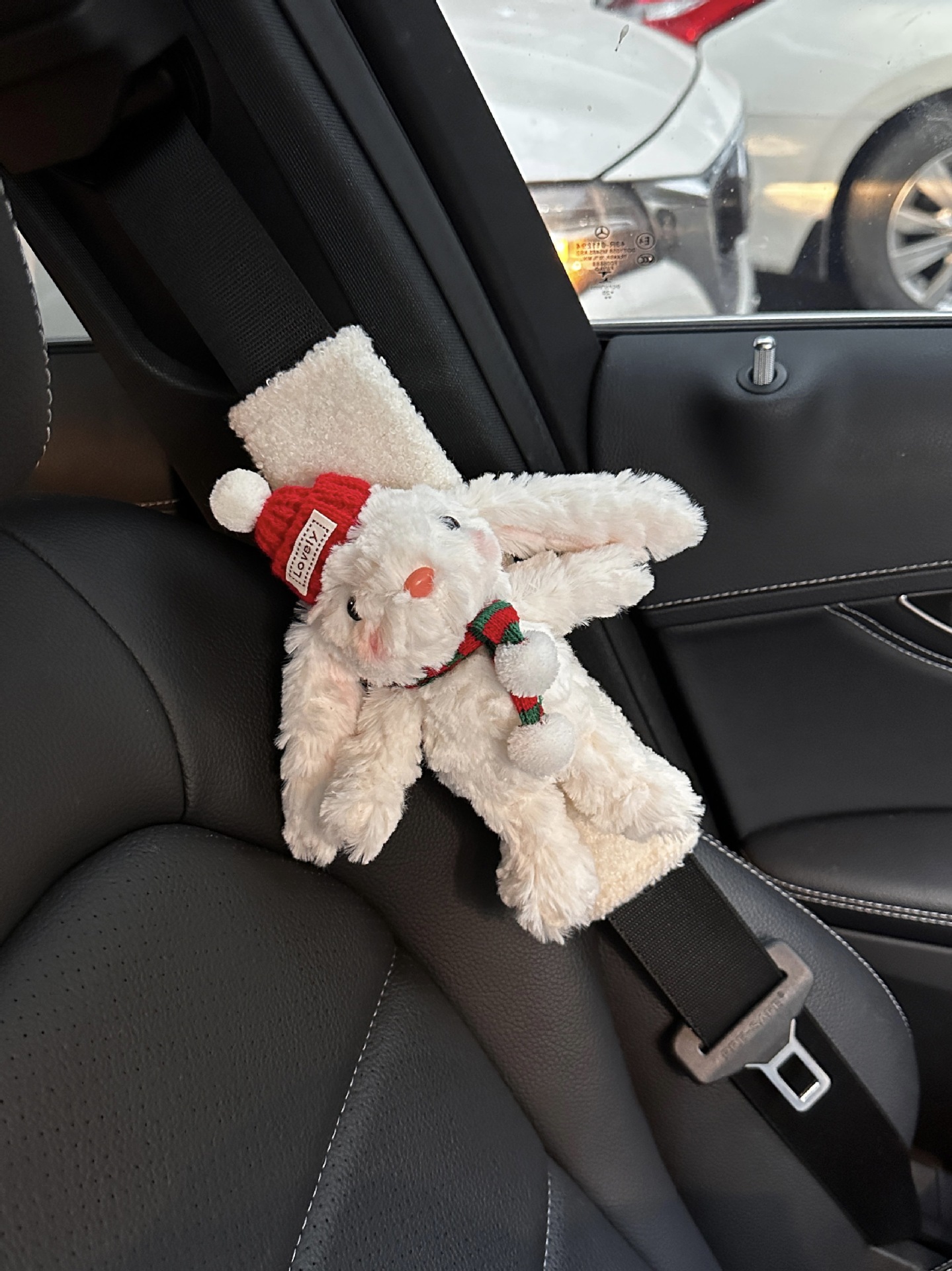 Rabbit car seat belt shoulder pad anti-collar protective cover car ornaments cute plush girl car interior