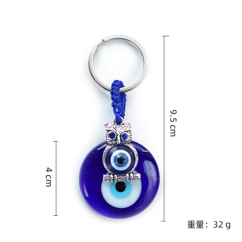 Cruz De La Frontera estilo turco griego ojos azules colgante llavero colgante de diamante incrustado ojo oblicuo joyería del ojo del diablo al por mayor