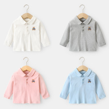 咔咔熊猫婴儿衣服长袖polo领t恤春装春秋男童女童宝宝儿童打底衫
