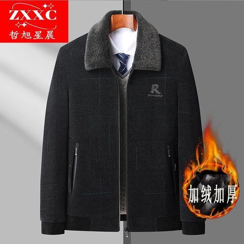 Abrigo de Cachemira de doble cara de alta gama abrigo de invierno de los hombres de mediana edad y ancianos abrigo casual abrigo de lana de los hombres