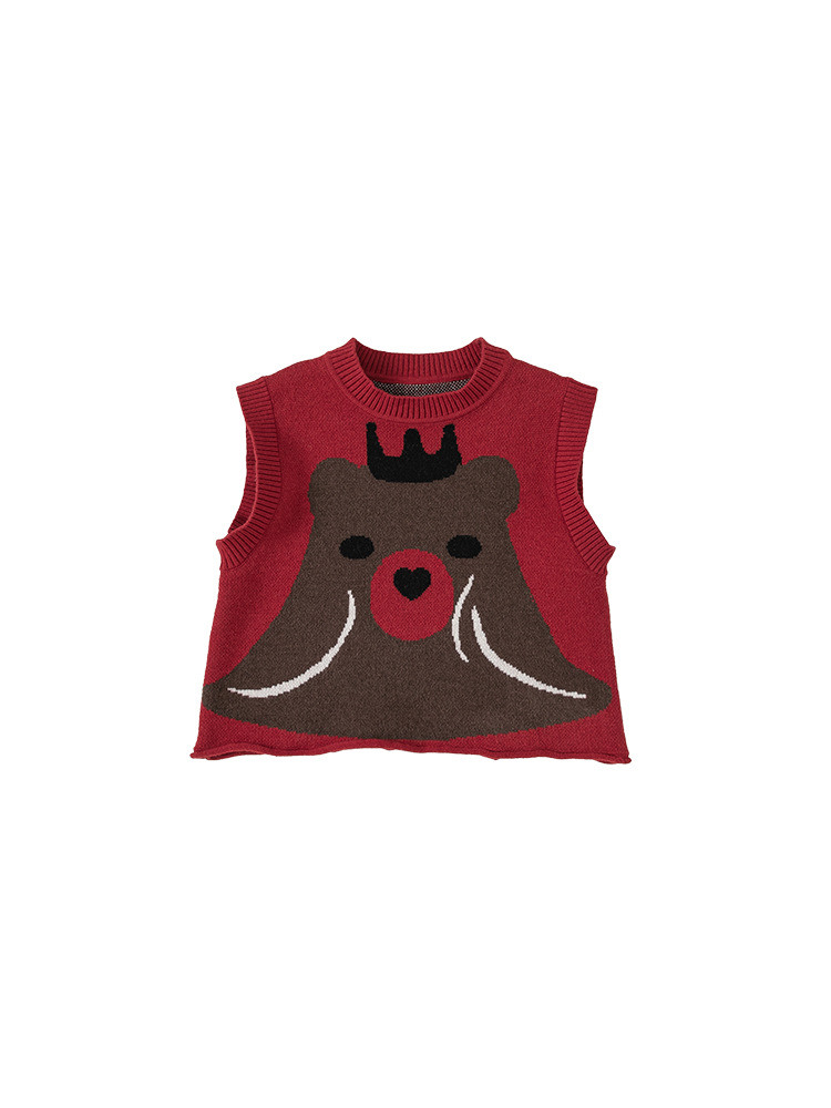 Ropa Infantil Youbao, Chaleco Infantil, Primavera y Otoño, Nuevo Producto, Chaleco de Punto con Estampado de Oso para Niñas, Estilo Coreano, Suéter Infantil