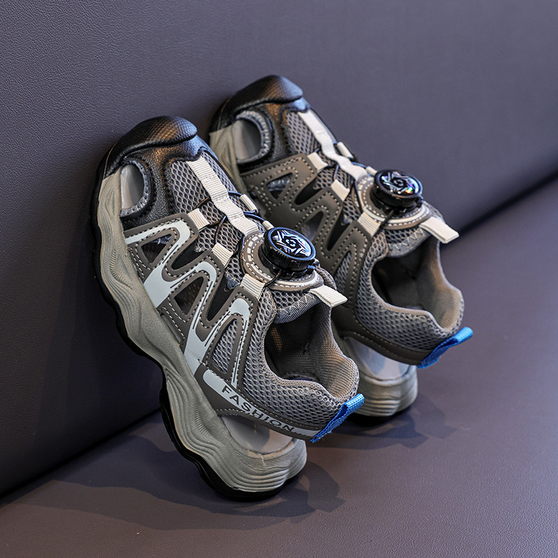 Sandalias para niños Baotou 2026 verano nuevo estilo de moda infantil zapatos casuales de botón giratorio para niños mayores zapatos de botón único image 4