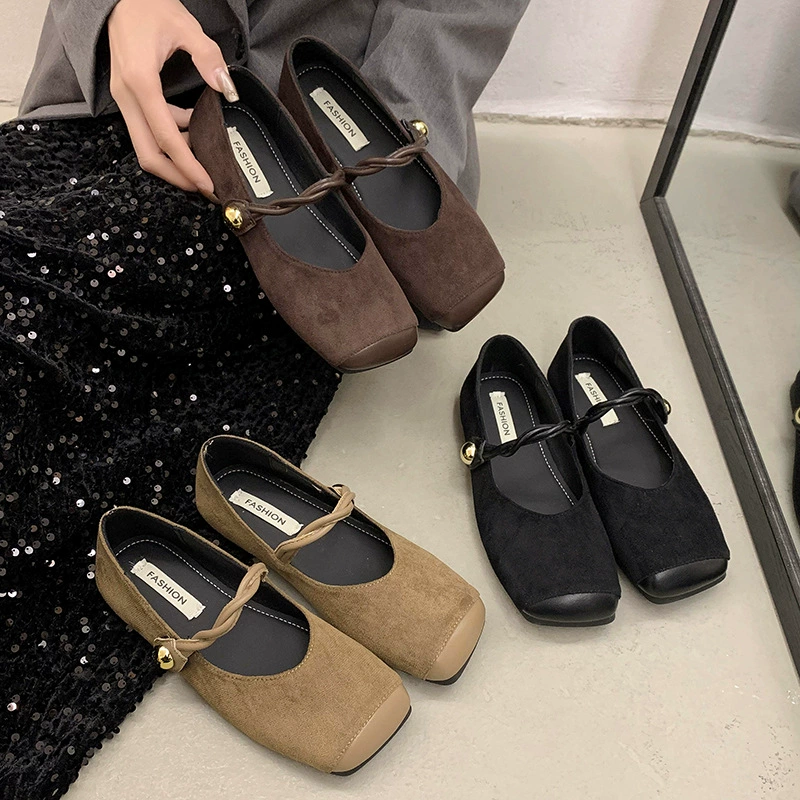 Французские туфли Мэри Джейн из мягкой кожи Японский ретро замши квадратная голова с юбкой Одиночки плюс размер женские туфли ретро